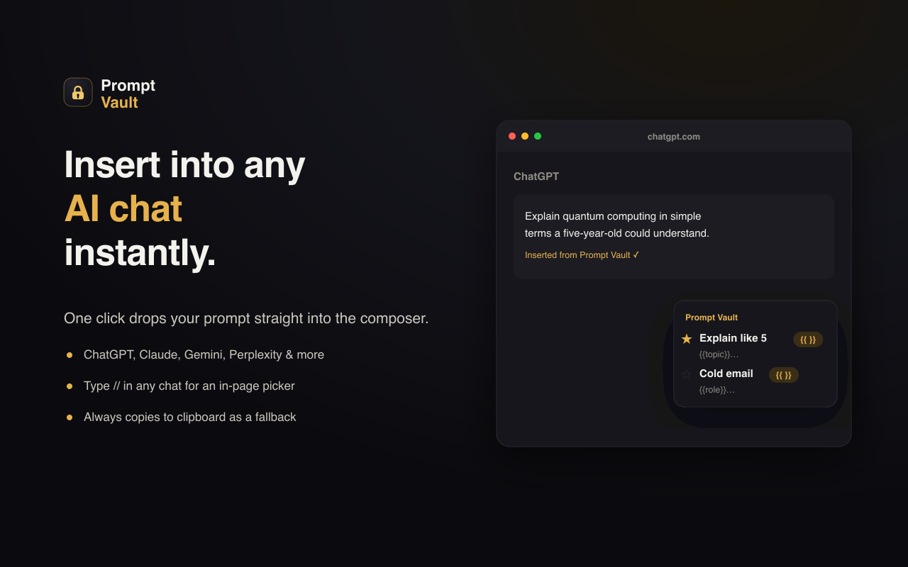 One-click insert an AI prompt into ChatGPT