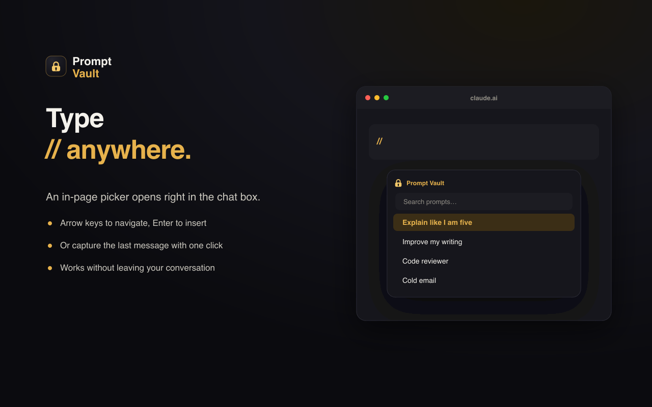 Type slash-slash for the in-page prompt picker